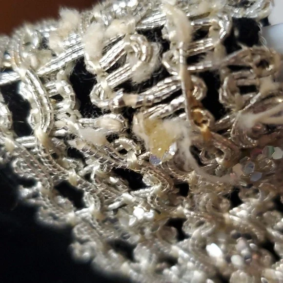 Vintage Wimpfheimer & Bro 50/60s blk velvet dress silver braid trim Sz 16 - Picture 14 of 16